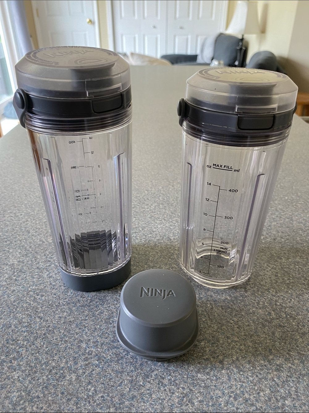Ninja Clear Plastic Blender Cups with Gray Lids